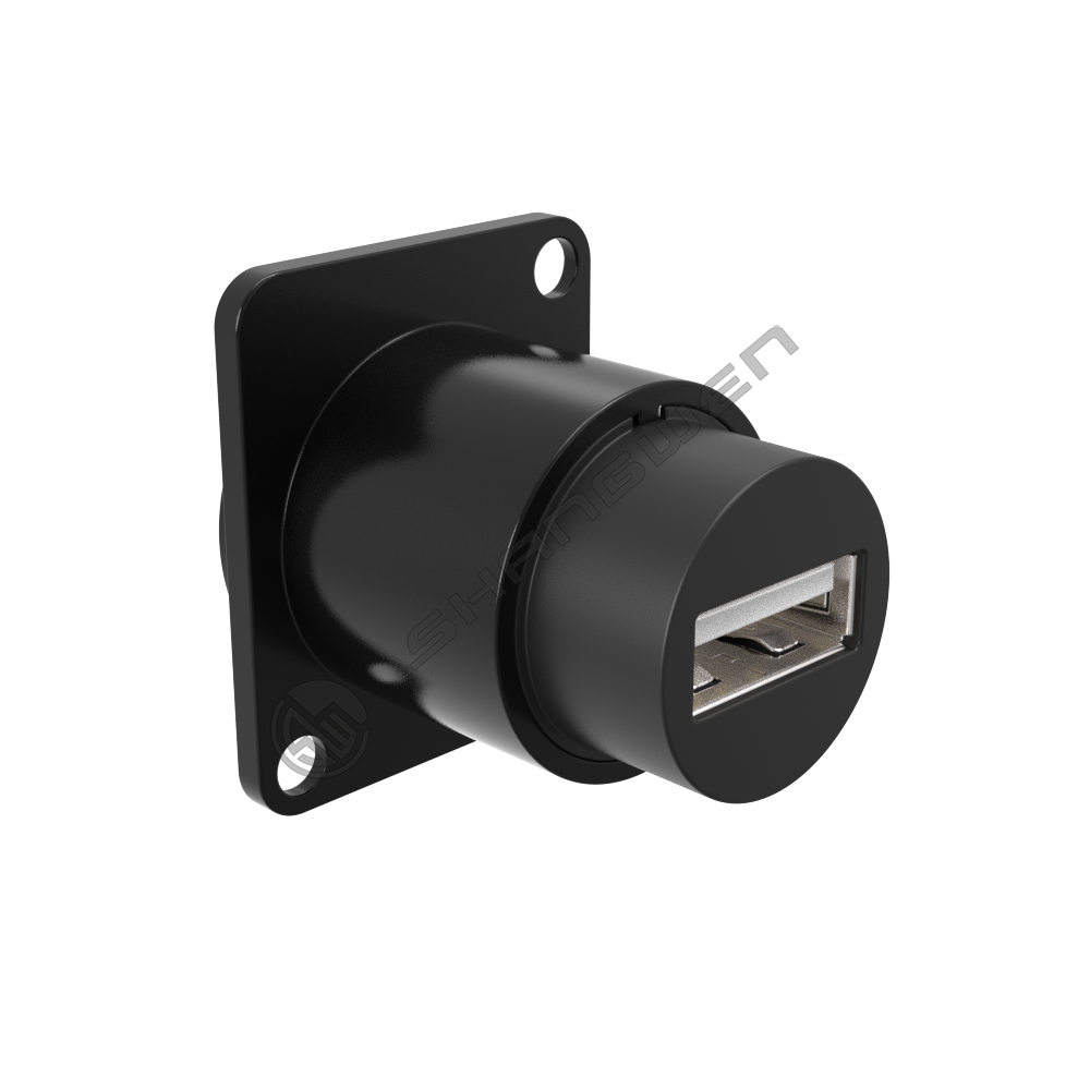 The USB2.0 data connector is square in black