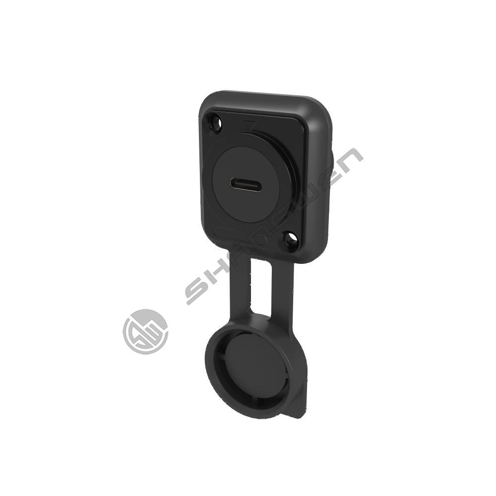 The TYPE-C data connector is square and black