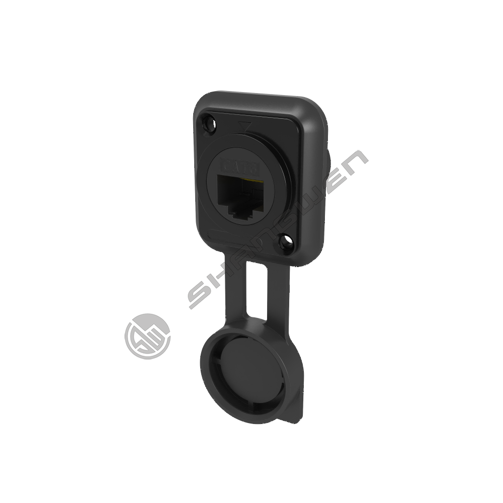 CAT6 Network Data Connector Square Type Black