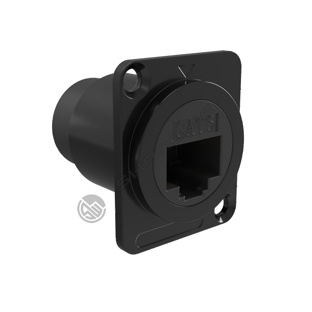 CAT6 Network Data Connector Square Type Black