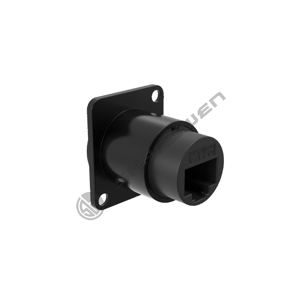 CAT6 Network Data Connector Square Type Black