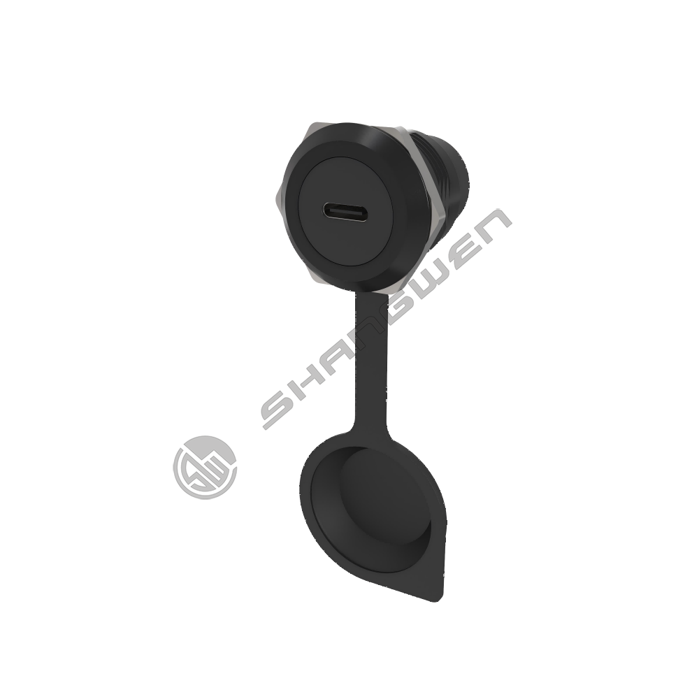 TYPE-C DATA CONNECTOR ROUND BLACK