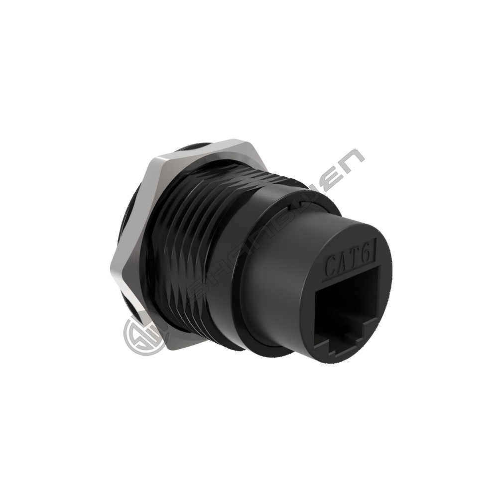 CAT6 Network Data Connector Round Black