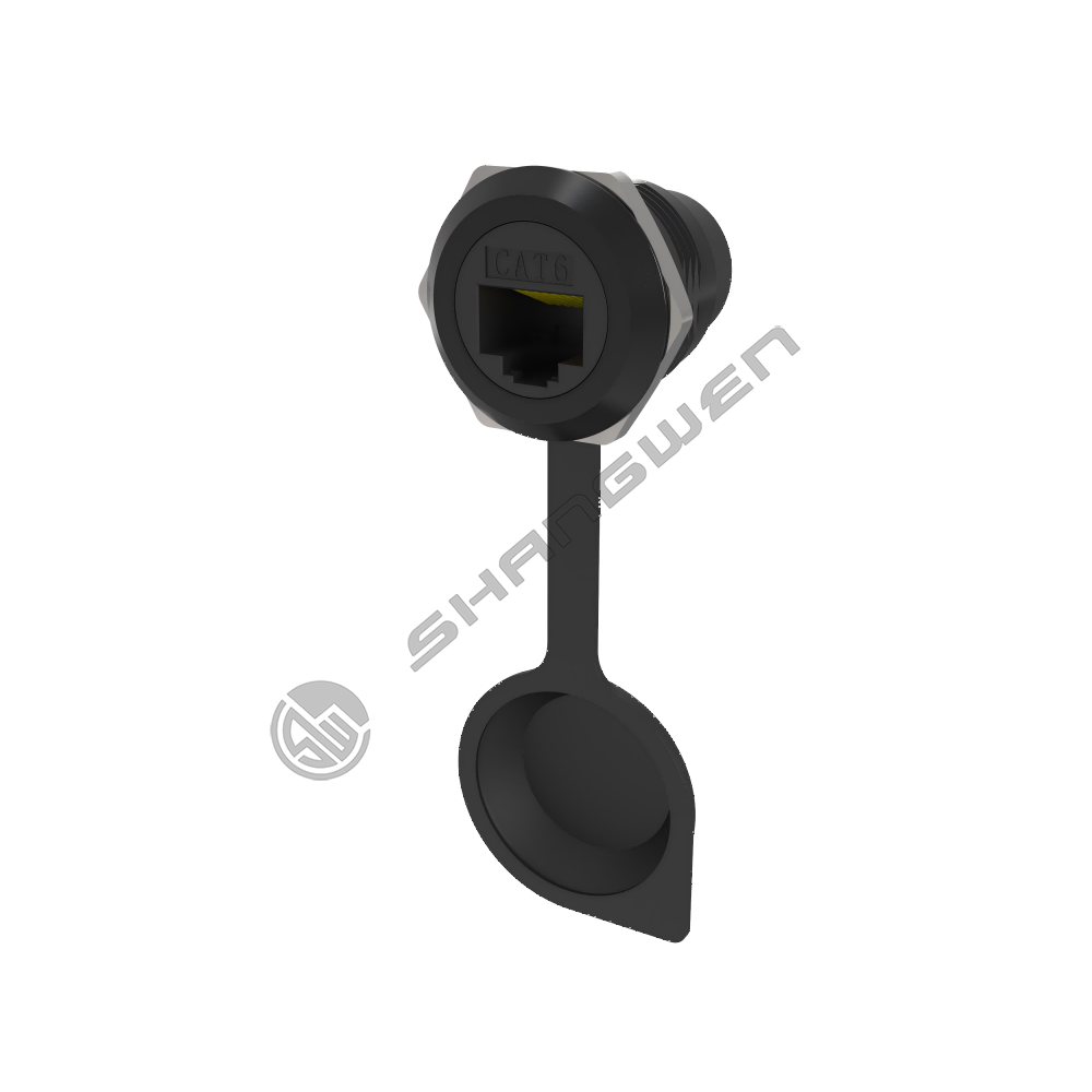 CAT6 Network Data Connector Round Black