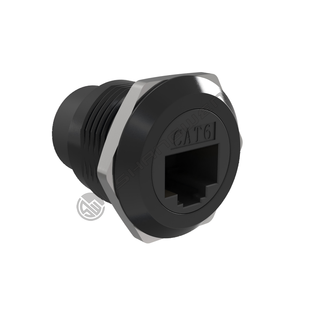 CAT6 Network Data Connector Round Black