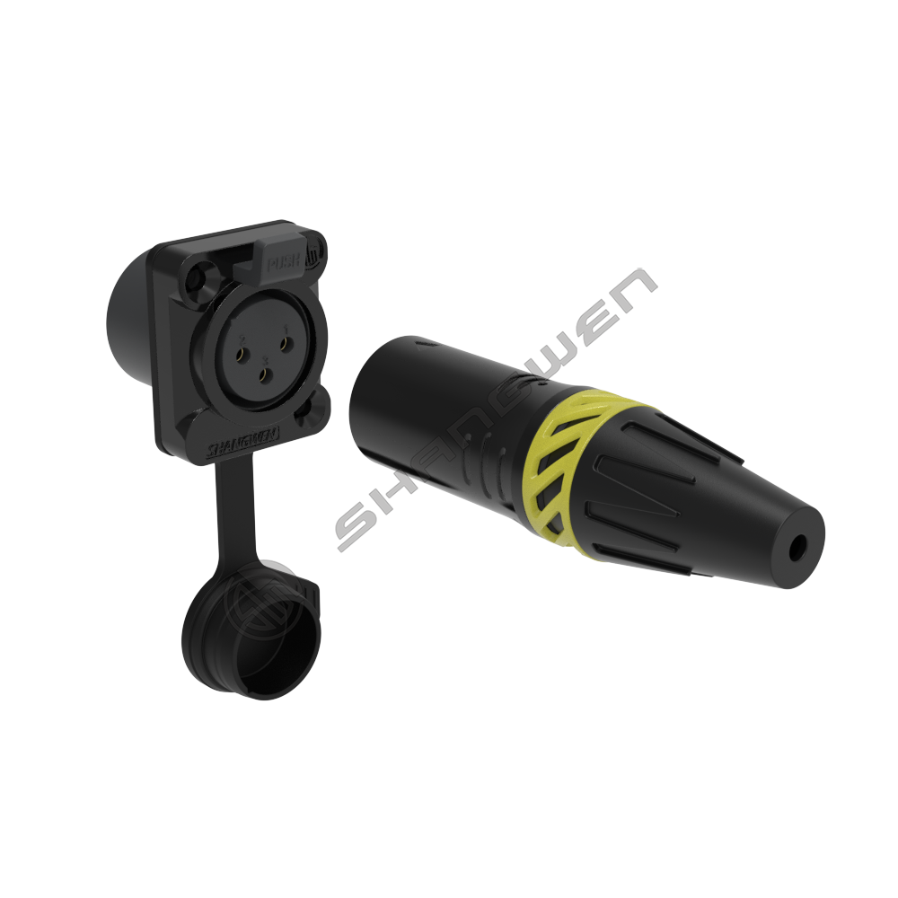 waterproof XLR 3pin male plug(Black)