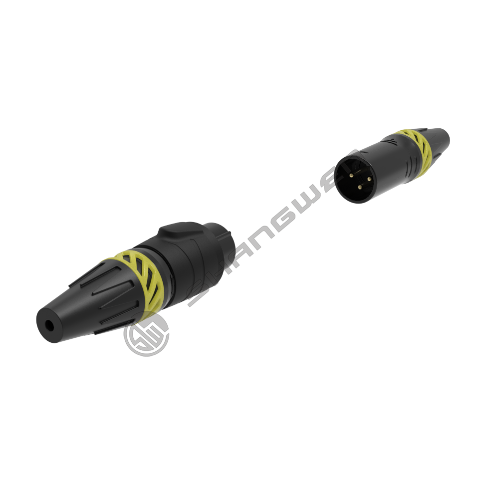 waterproof XLR 3pin male plug(Black)
