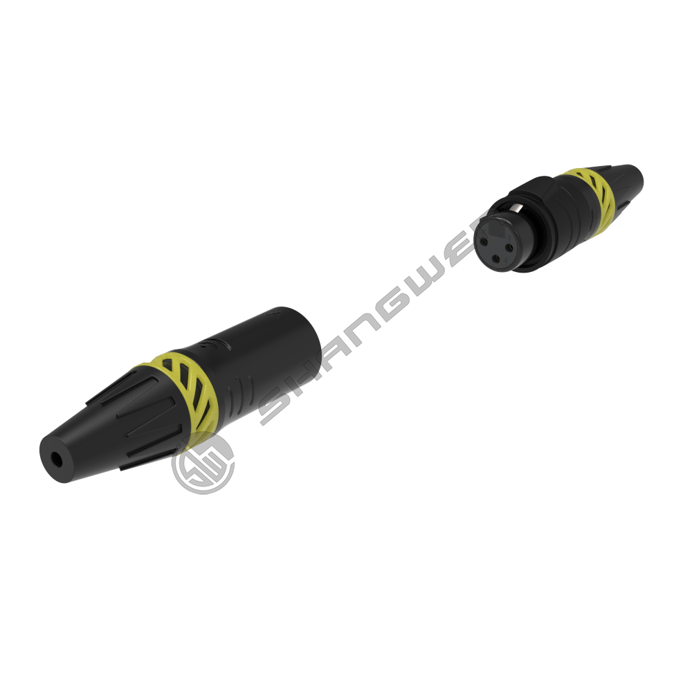 waterproof XLR 3pin  female plug(Black)