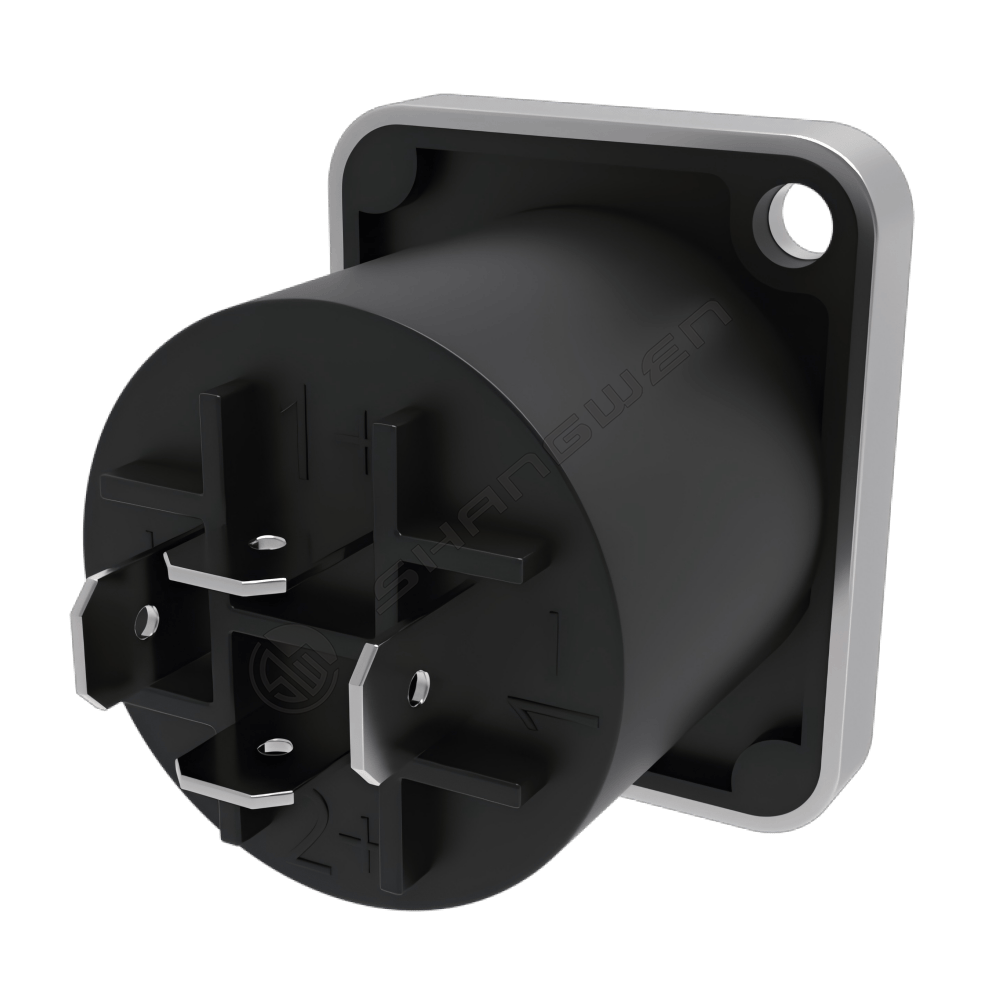 Four-core audio socket - metal square type