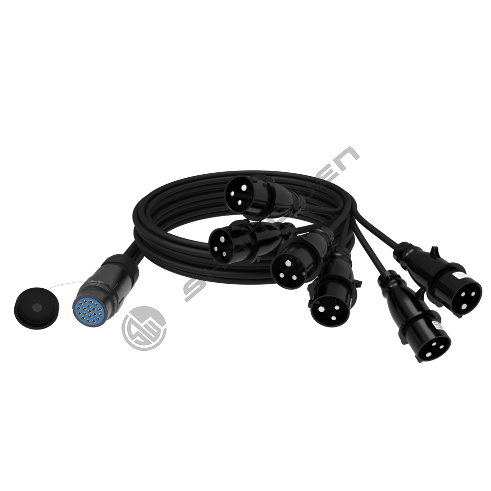 Socapex 19-pin female connector is a six-way industrial plug