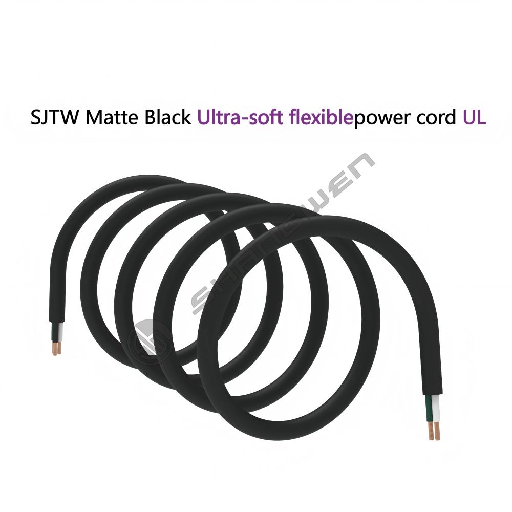 SJTW 14AWG/3C Matte Black Power cord UL