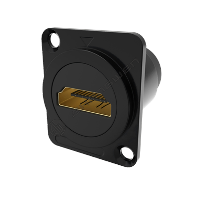 The HDMI data connector is square in black
